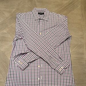Banana Republic Men's Purple and White Plaid Shirt